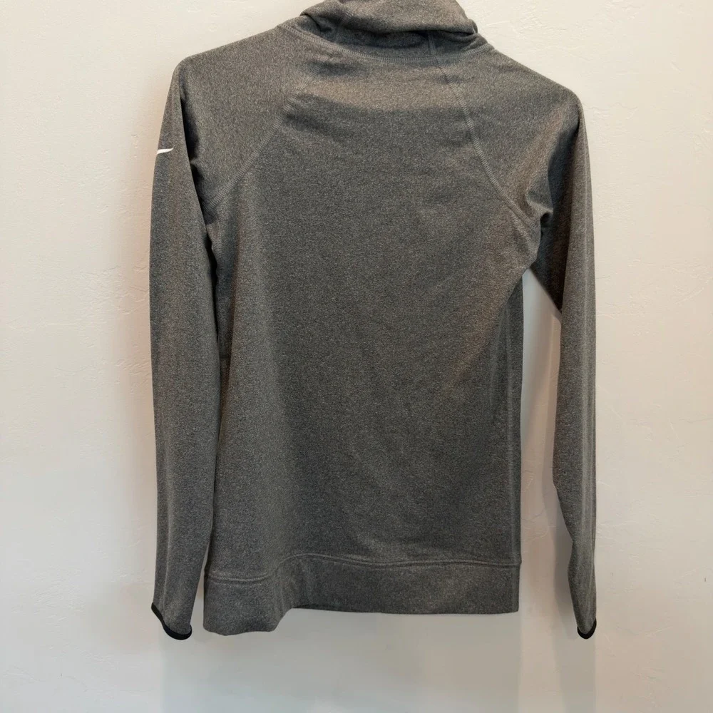 Nike Pro Dri-FIT Womens Gray Funnel Neck Long Sleeve Training Top Thumbholes S